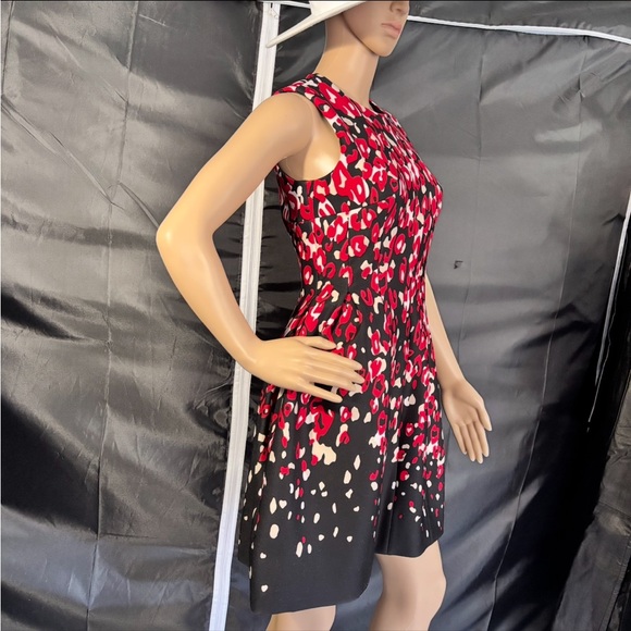 Calvin Klein Red and Black Patterned Mini Dress - Picture 3 of 14